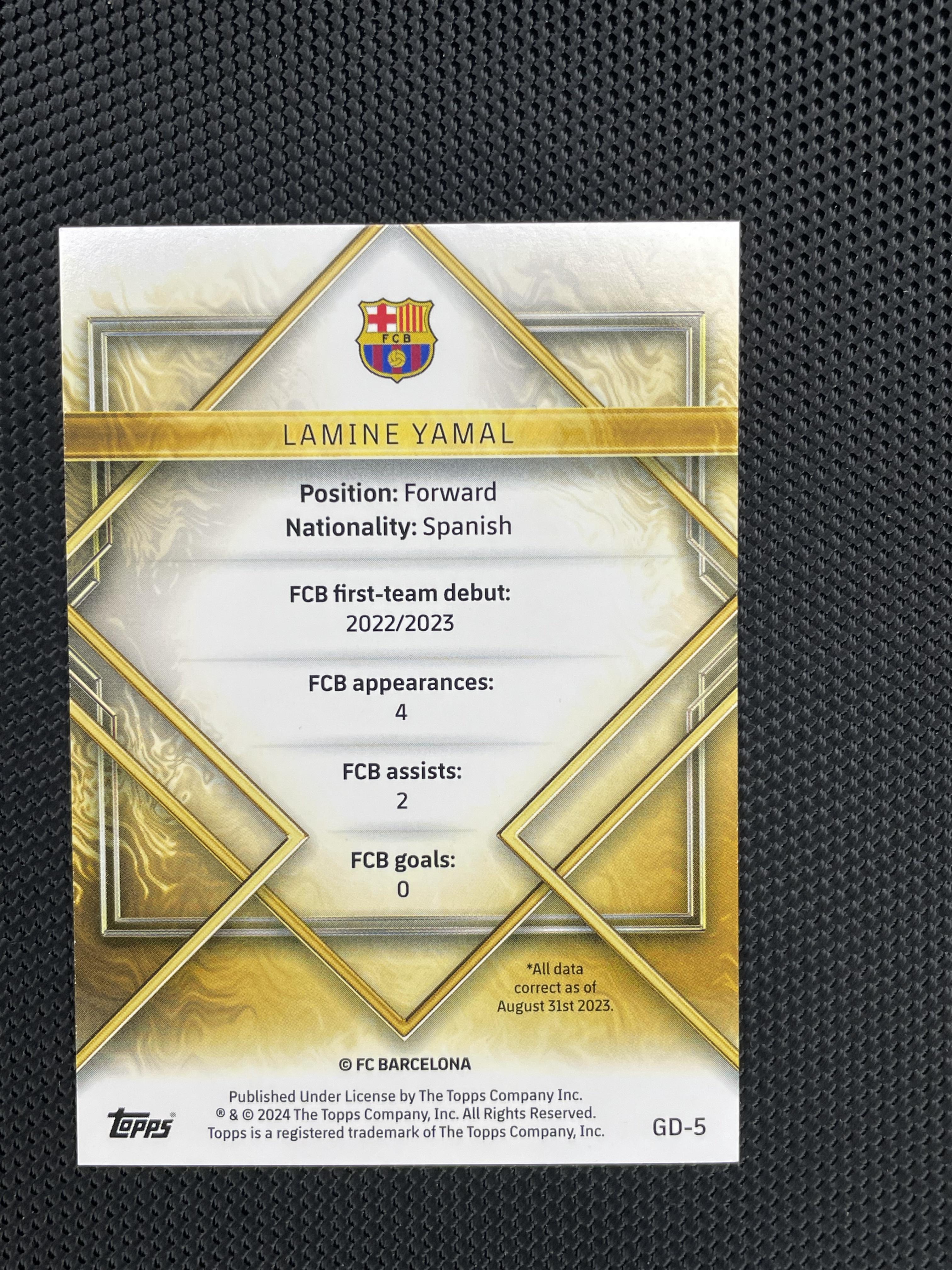 2023-24 Topps FC Barcelona Team Set #GD-5 Lamine Yamal Gold Drip