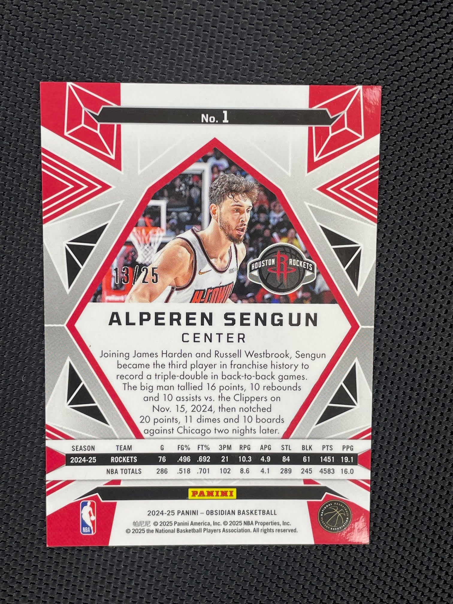 2024-25 Panini Obsidian #1 Alperen Sengun Electric Etch Jade #/25