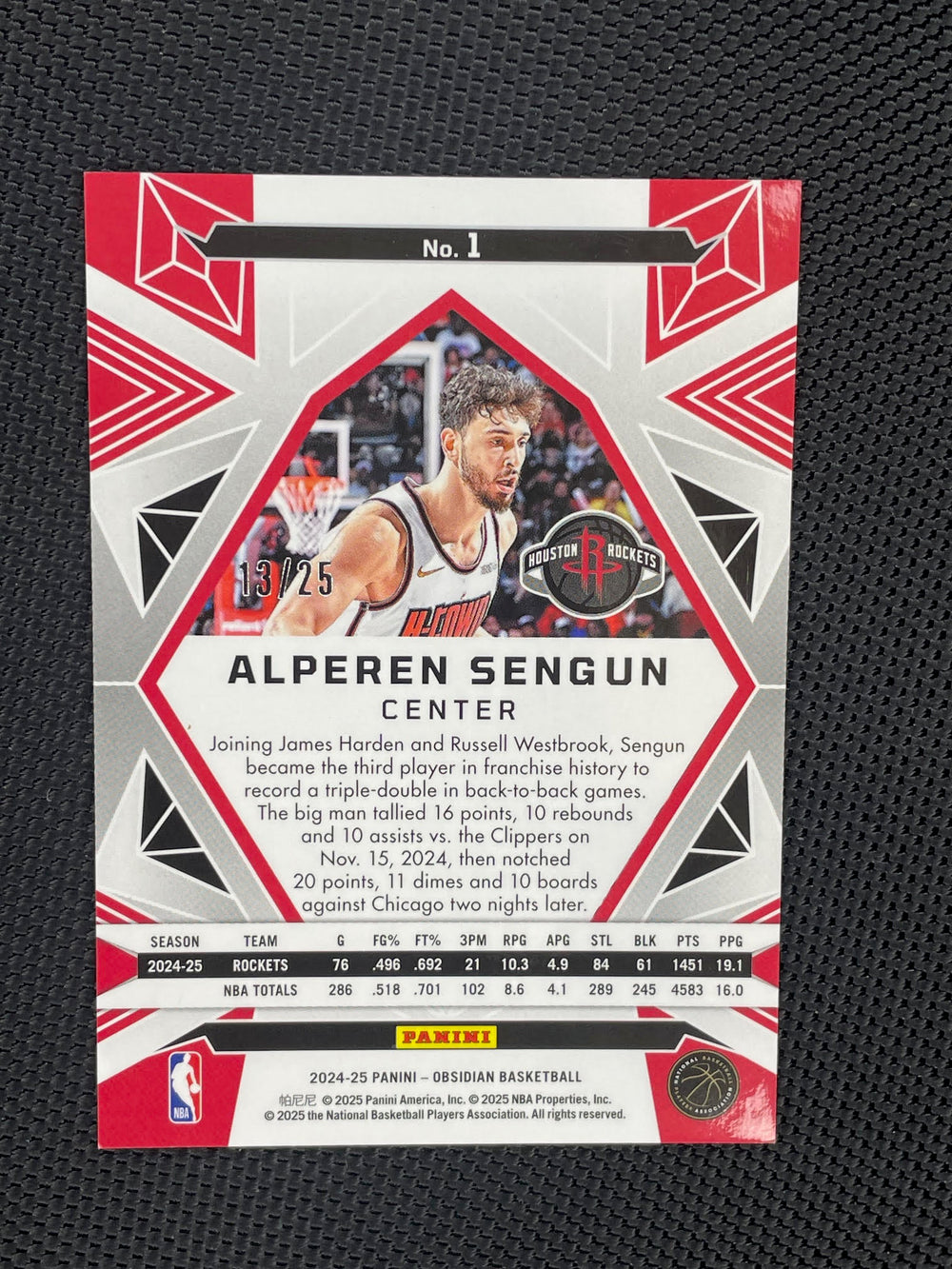 2024-25 Panini Obsidian #1 Alperen Sengun Electric Etch Jade #/25
