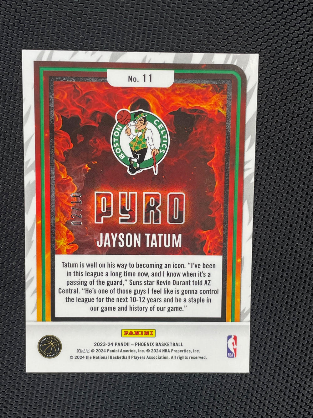 2023-24 Panini Phoenix #11 Jayson Tatum Pyro Gold #/10