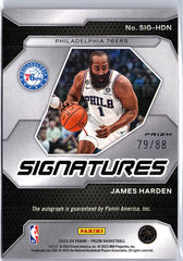 2023-24 Panini Prizm #SIG-HDN James Harden Signatures Prizms Choice #/88