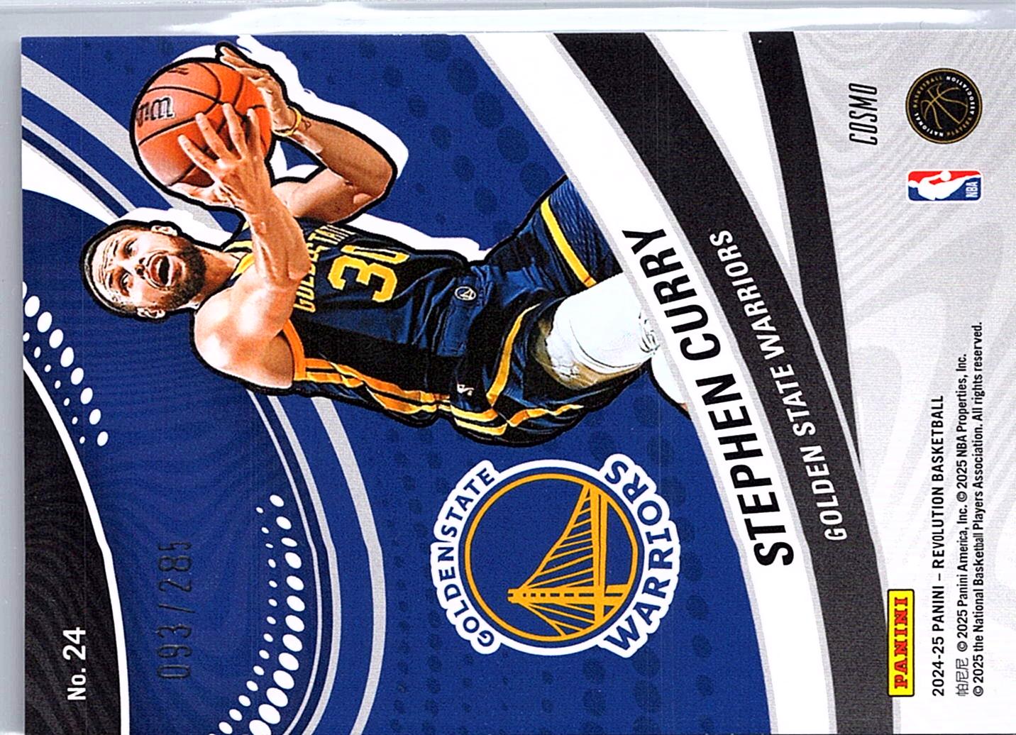 2024-25 Panini Revolution #24 Stephen Curry Vortex Blue Cosmo #/285