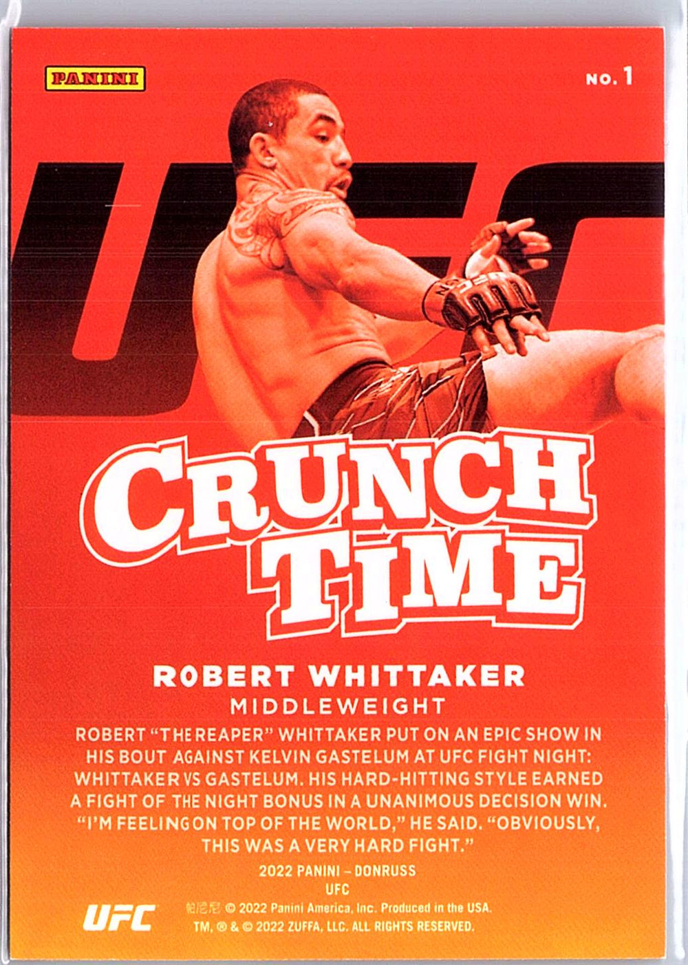 2022 Donruss UFC #1 Robert Whittaker Crunch Time /99