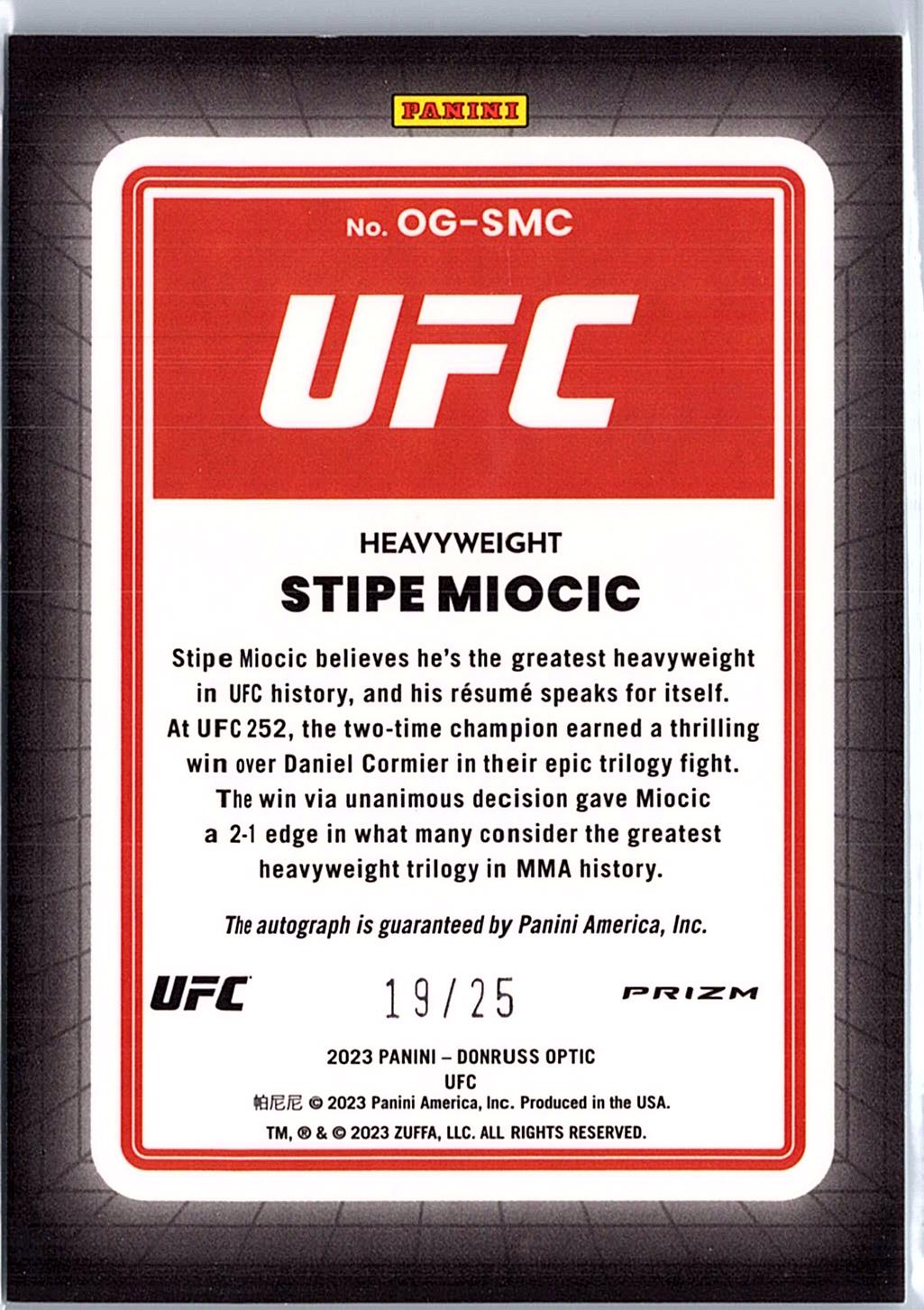 2023 Donruss Optic UFC #OG-SMC Stipe Miocic Opti-Graphs Teal #/25