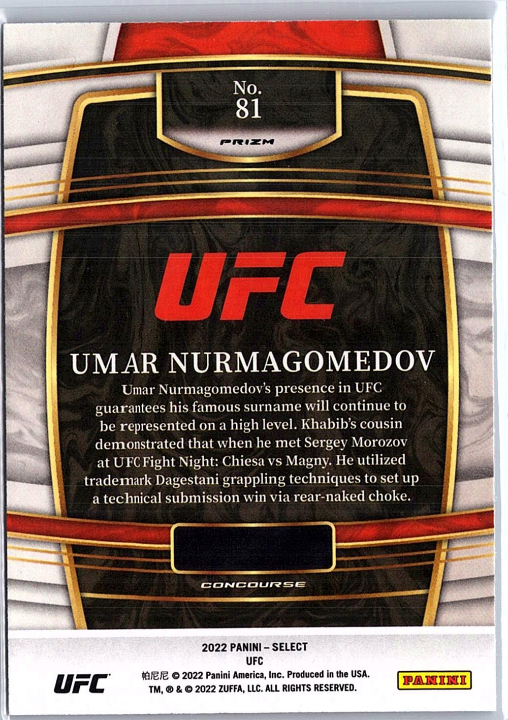 2022 Panini Select UFC #81 Umar Nurmagomedov Silver