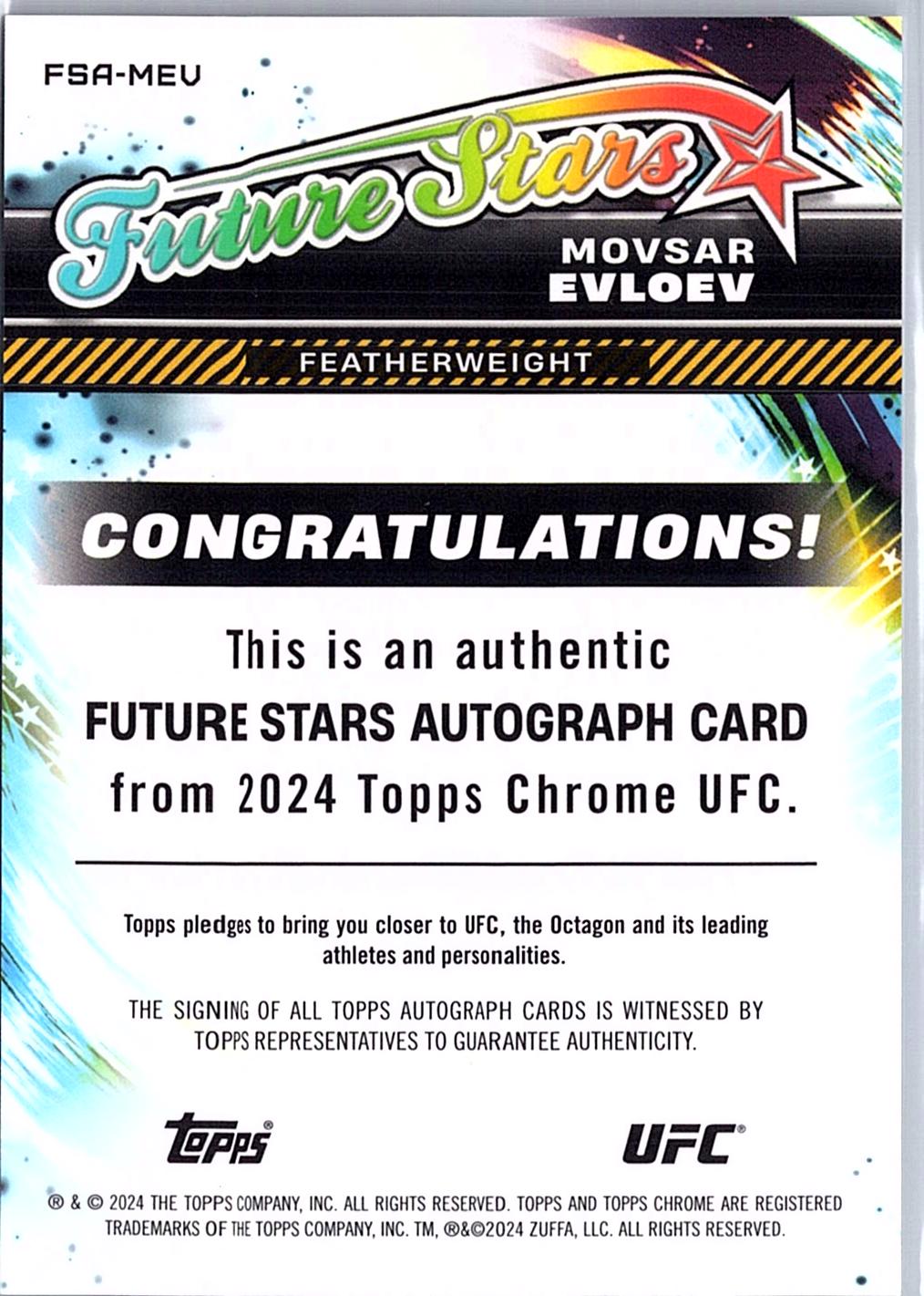 2024 Topps Chrome UFC #FSA-MEV Movsar Evloev Future Stars Autographs