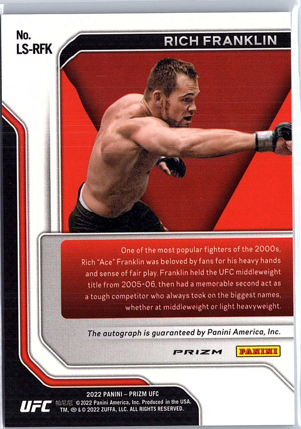 2022 Panini Prizm UFC #LS-RFK Rich Franklin Legendary Signatures Green