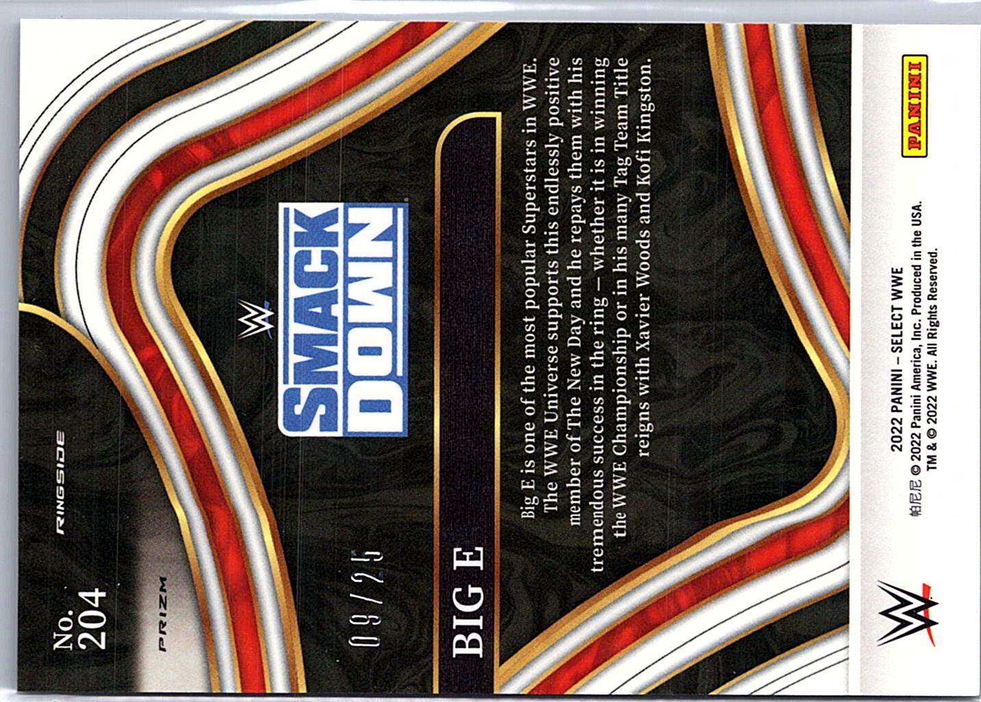 2022 Panini Select WWE #204 Big E Tie-Dye Prizms #/25