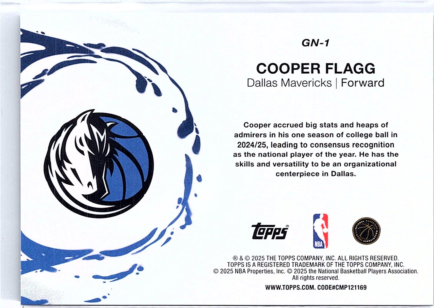 2025-26 Topps #GN-1 Cooper Flagg Generation Now