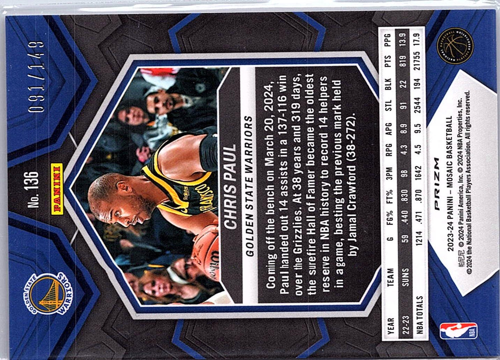 2023-24 Panini Mosaic #136 Chris Paul Pink #/149