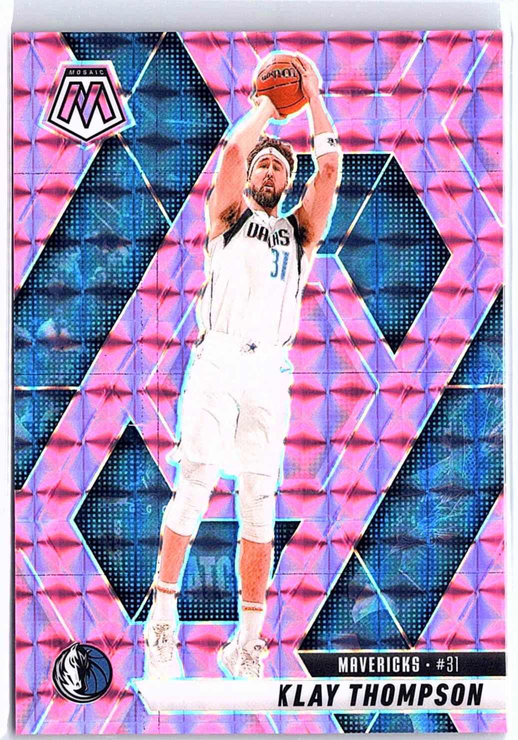 2024-25 Panini Mosaic #16 Klay Thompson Pink Mosaic #/175