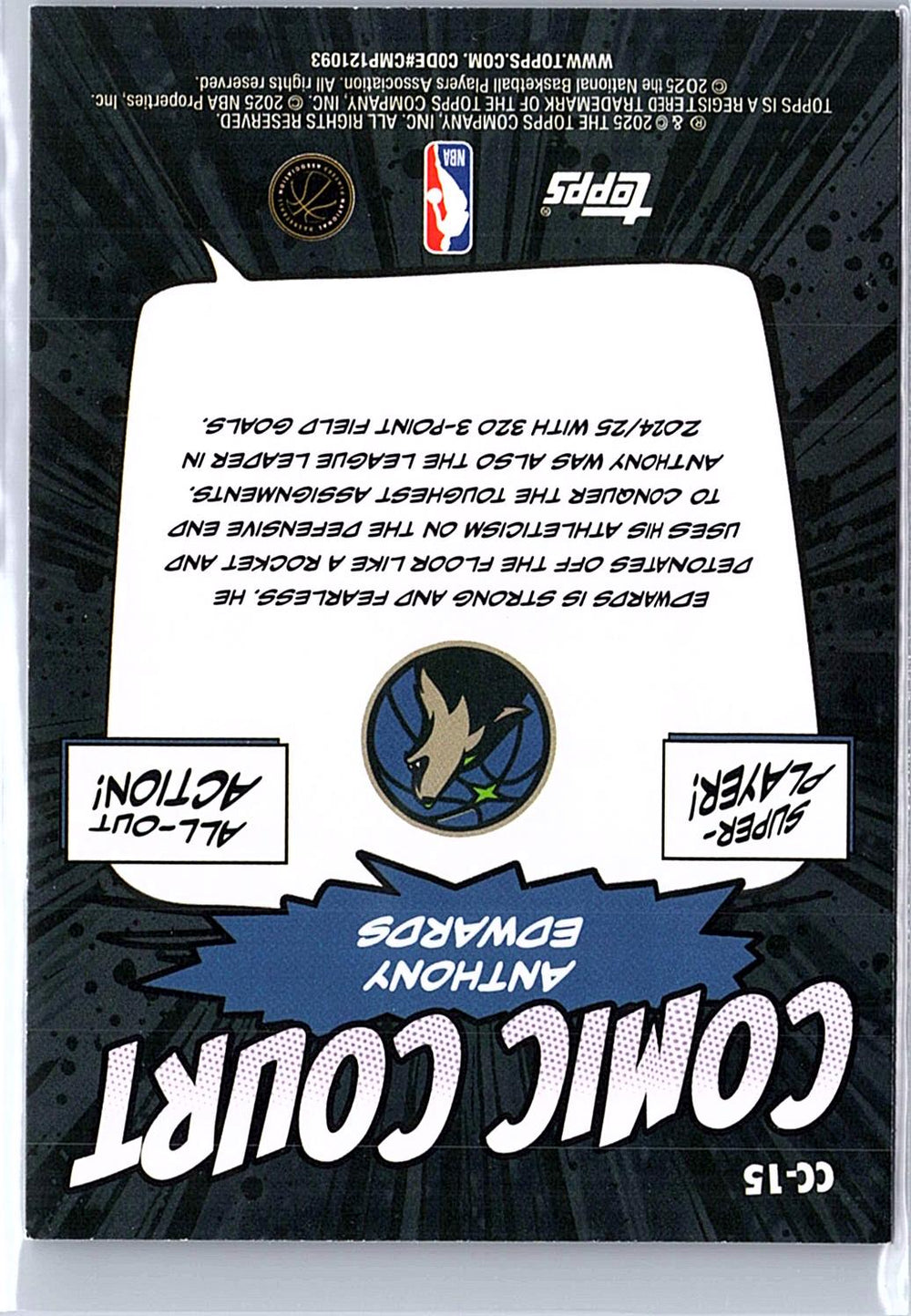 2025-26 Topps #CC-15 Anthony Edwards Comic Court