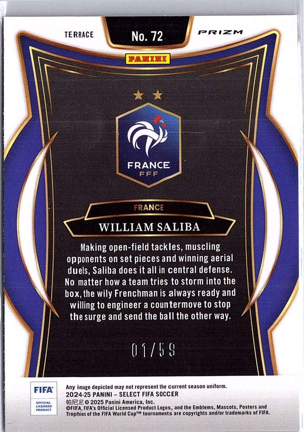 2024-25 Panini Select FIFA #72 William Saliba Red Wave #/59