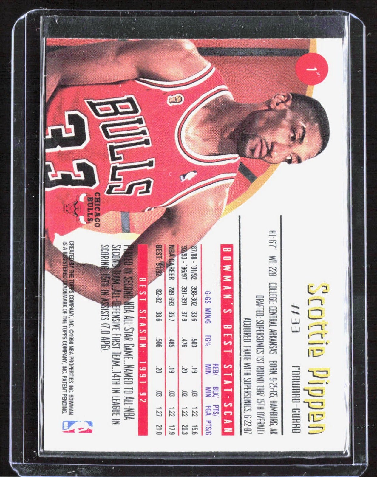1997-98 Bowman's Best Scottie Pippen 1 Basketball Chicago Bulls