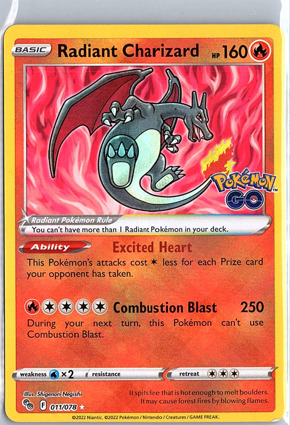 Radiant Charizard Radiant Rare Pokemon GO 011/078 