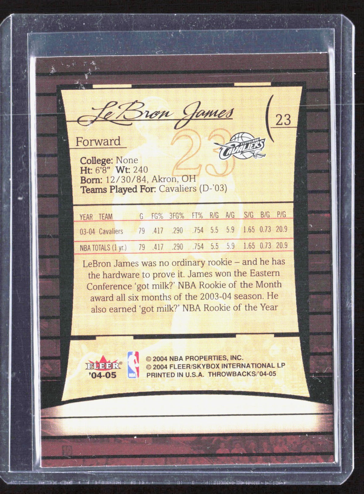 2004-05 Fleer Throwbacks LeBron James 23 Basketball Cleveland Cavaliers
