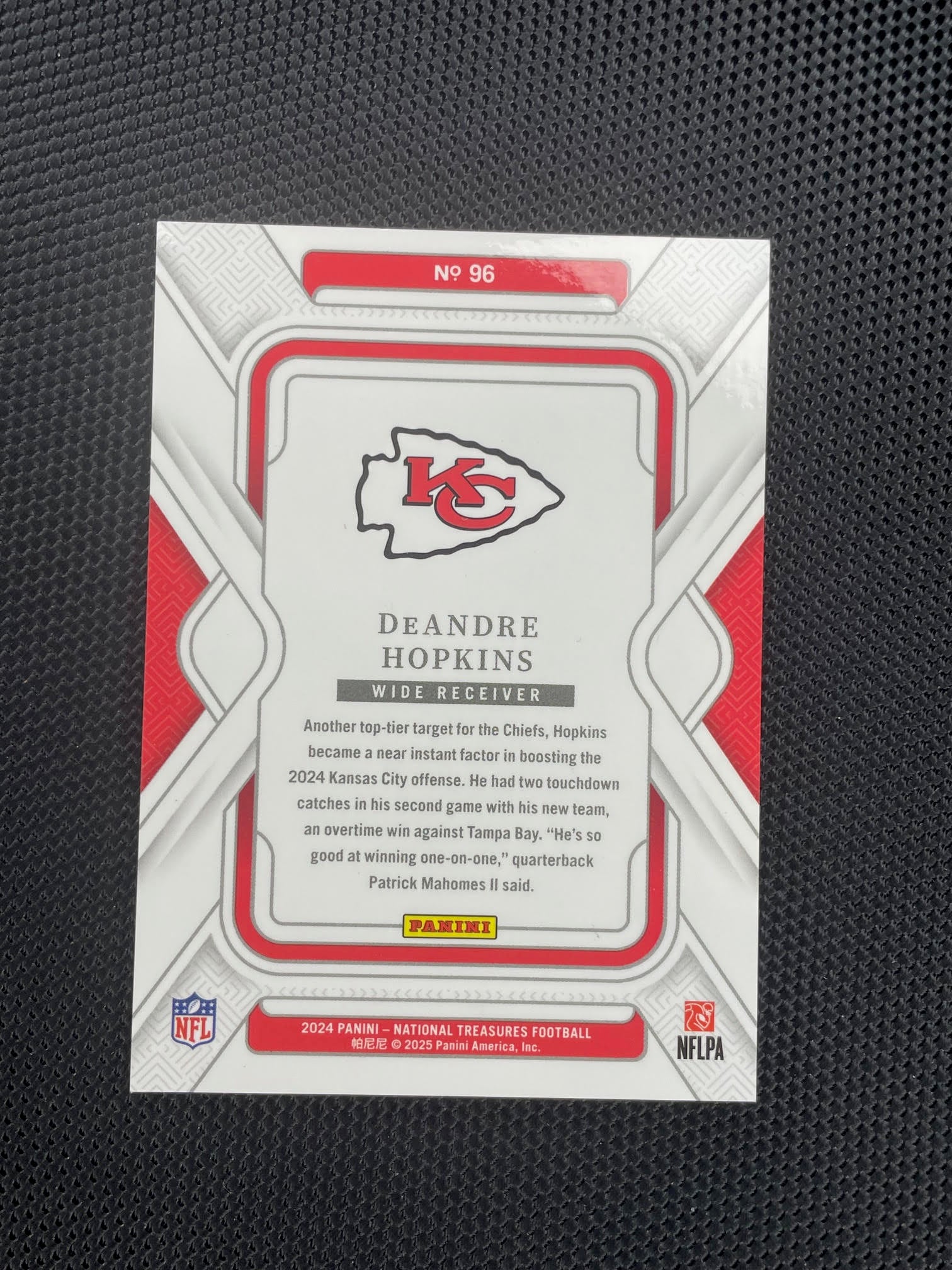 2024 Panini National Treasures #96 DeAndre Hopkins Purple #/75