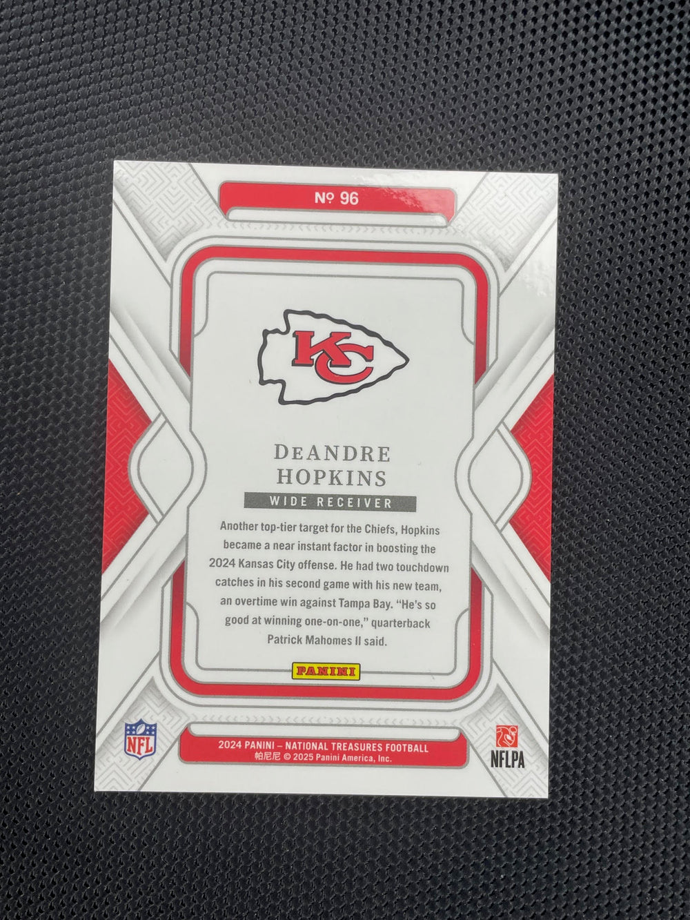 2024 Panini National Treasures #96 DeAndre Hopkins Purple #/75