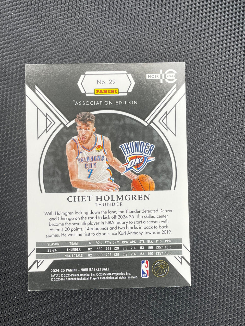 2024-25 Panini Noir #29 Chet Holmgren Holo Silver #/49
