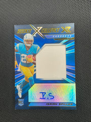 2022 Panini XR #RXE-IS Isaiah Spiller Rookie Xcellence Autograph Swatches Blue #/49