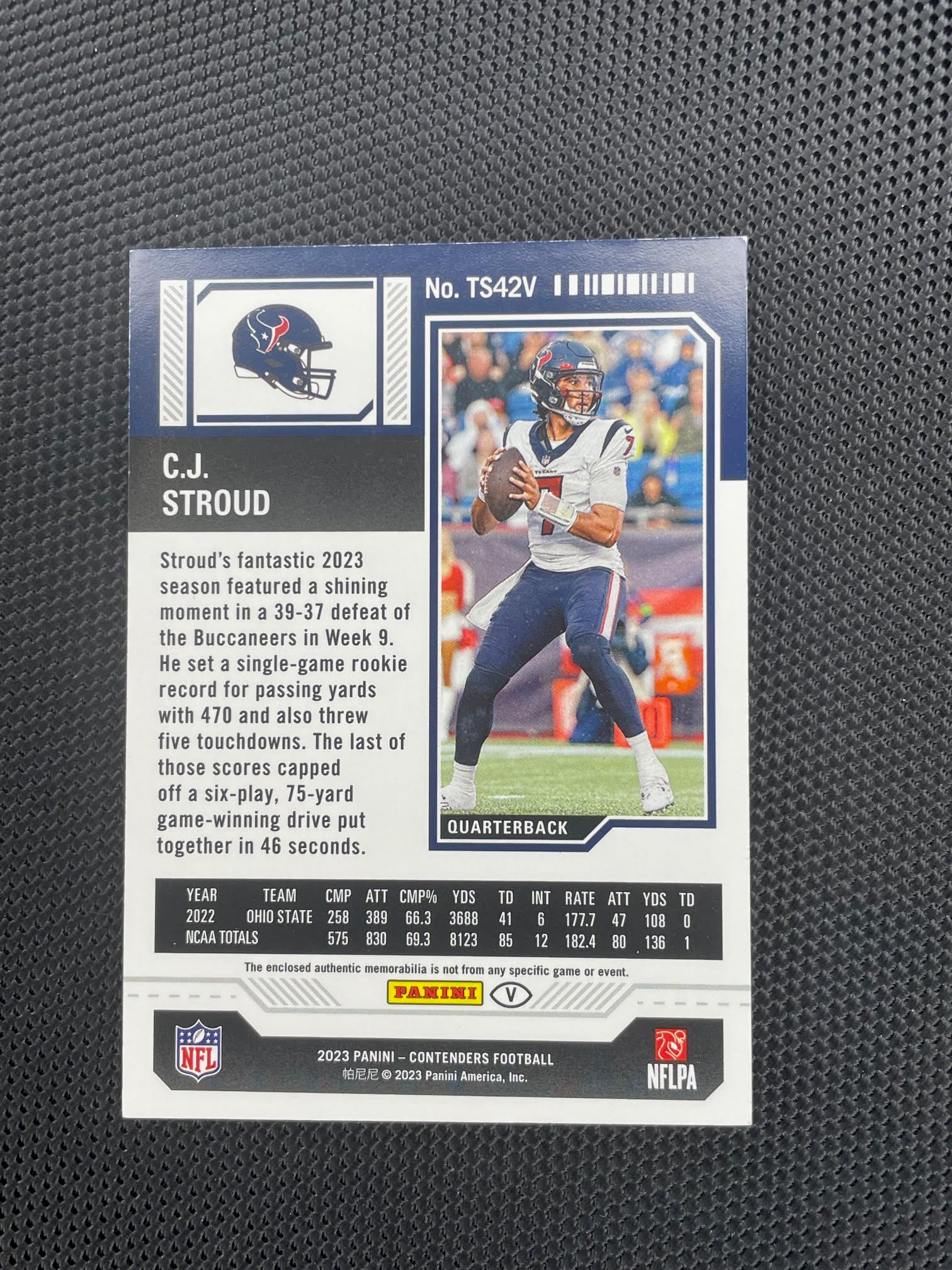 2023 Panini Contenders #TS42V C.J. Stroud Rookie Ticket Swatches Variations