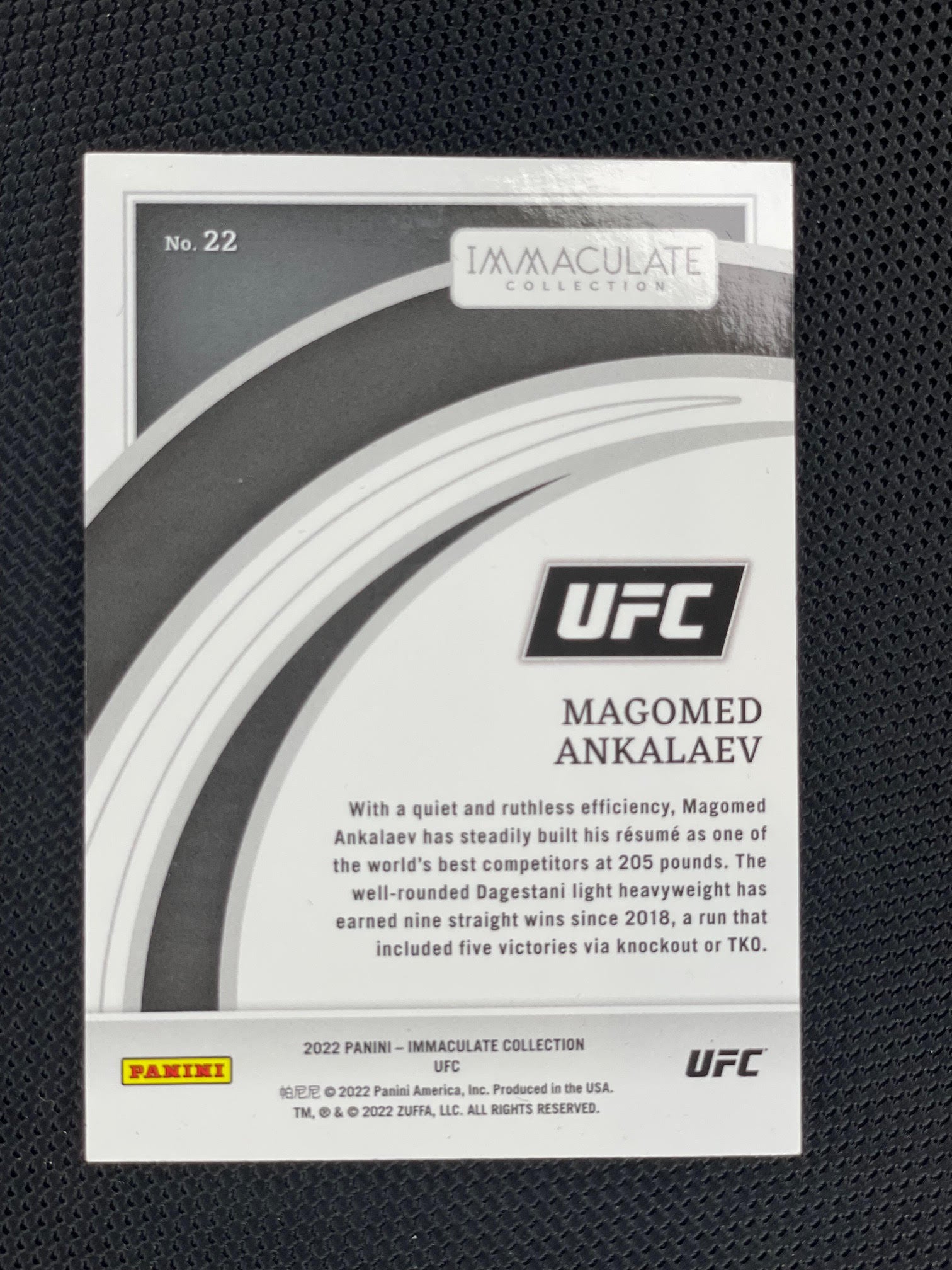 2022 Panini Immaculate Collection UFC #22 Magomed Ankalaev #/49