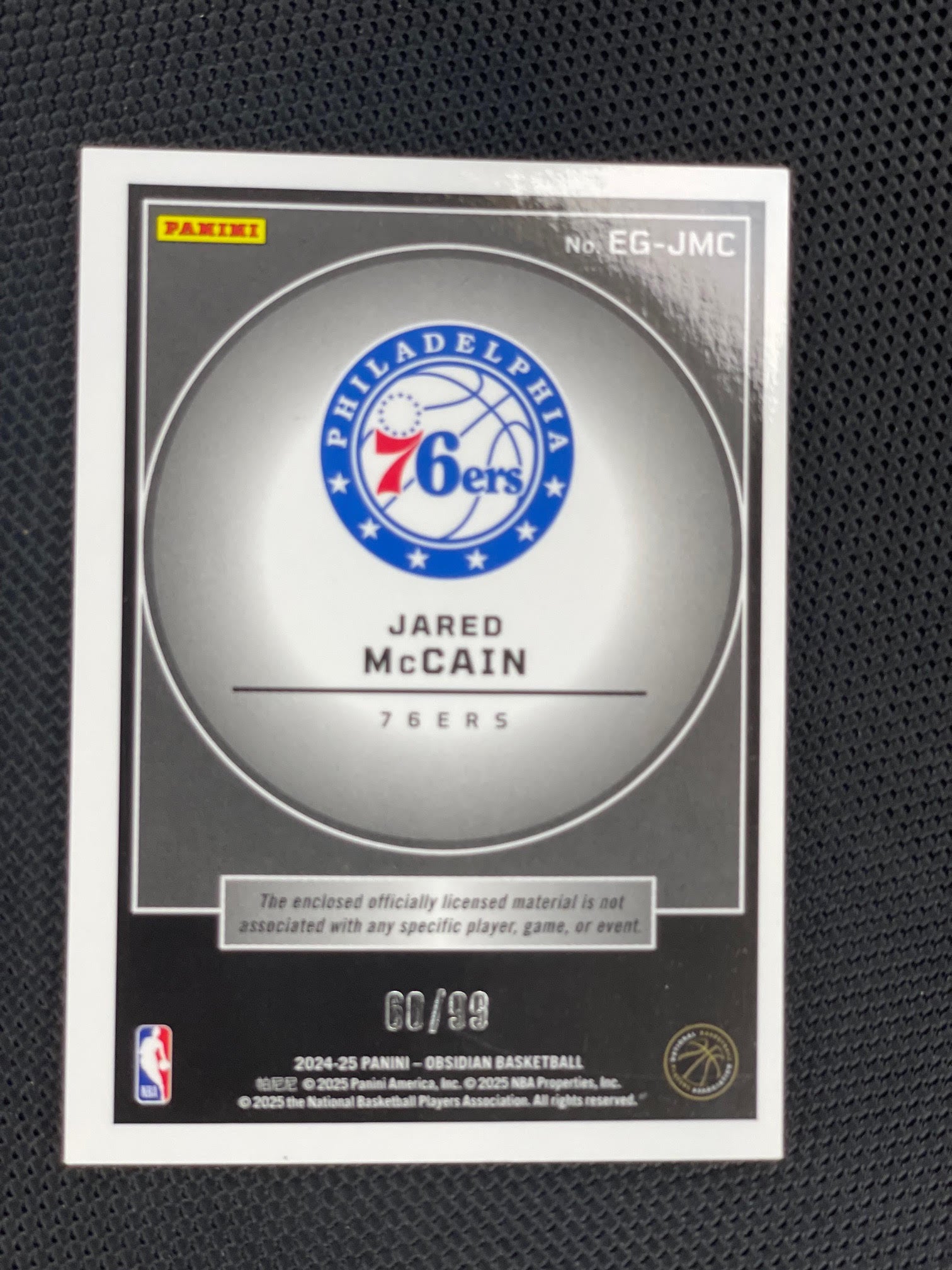 2024-25 Panini Obsidian #EG-JMC Jared McCain Equinox Gear Electric Etch Orange Flood #/99