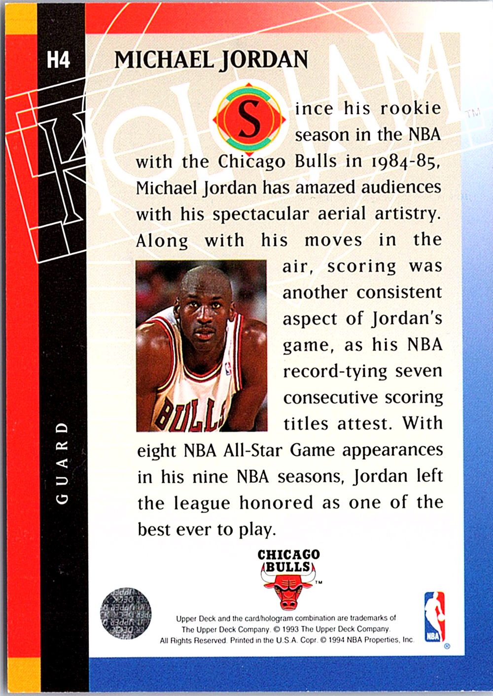 Michael Jordan Upper Deck Holojams H4 LP (Back)