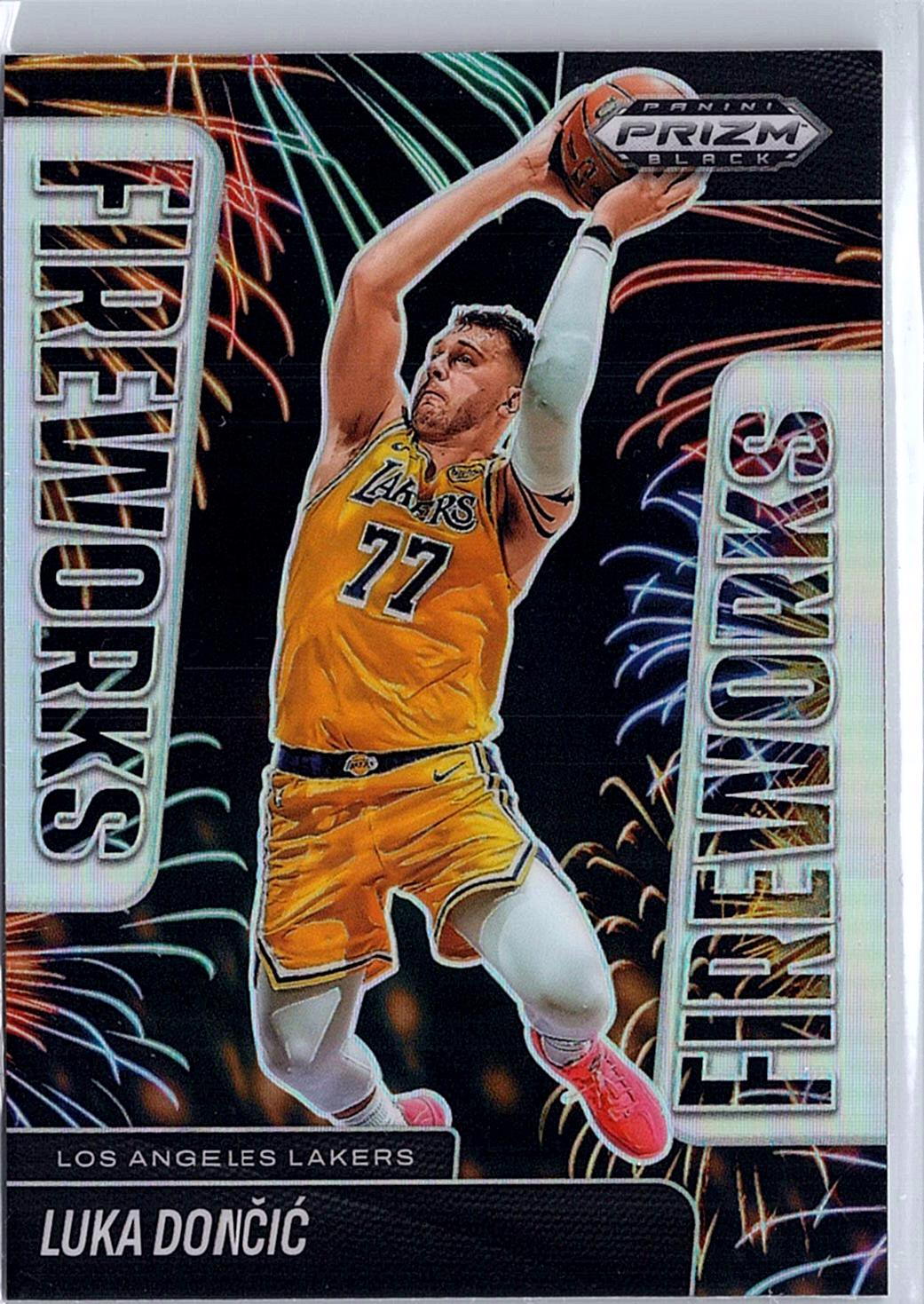 2024-25 Panini Prizm Black #10 Luka Doncic Fireworks silver