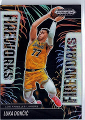 2024-25 Panini Prizm Black #10 Luka Doncic Fireworks silver