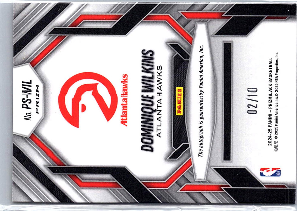 2024-25 Panini Prizm Black #290 Dominique Wilkins Gold Auto Prolific /10