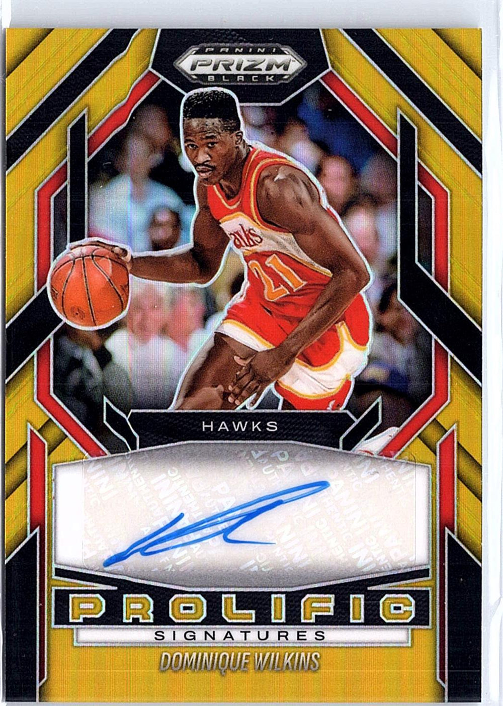 2024-25 Panini Prizm Black #290 Dominique Wilkins Gold Auto Prolific /10
