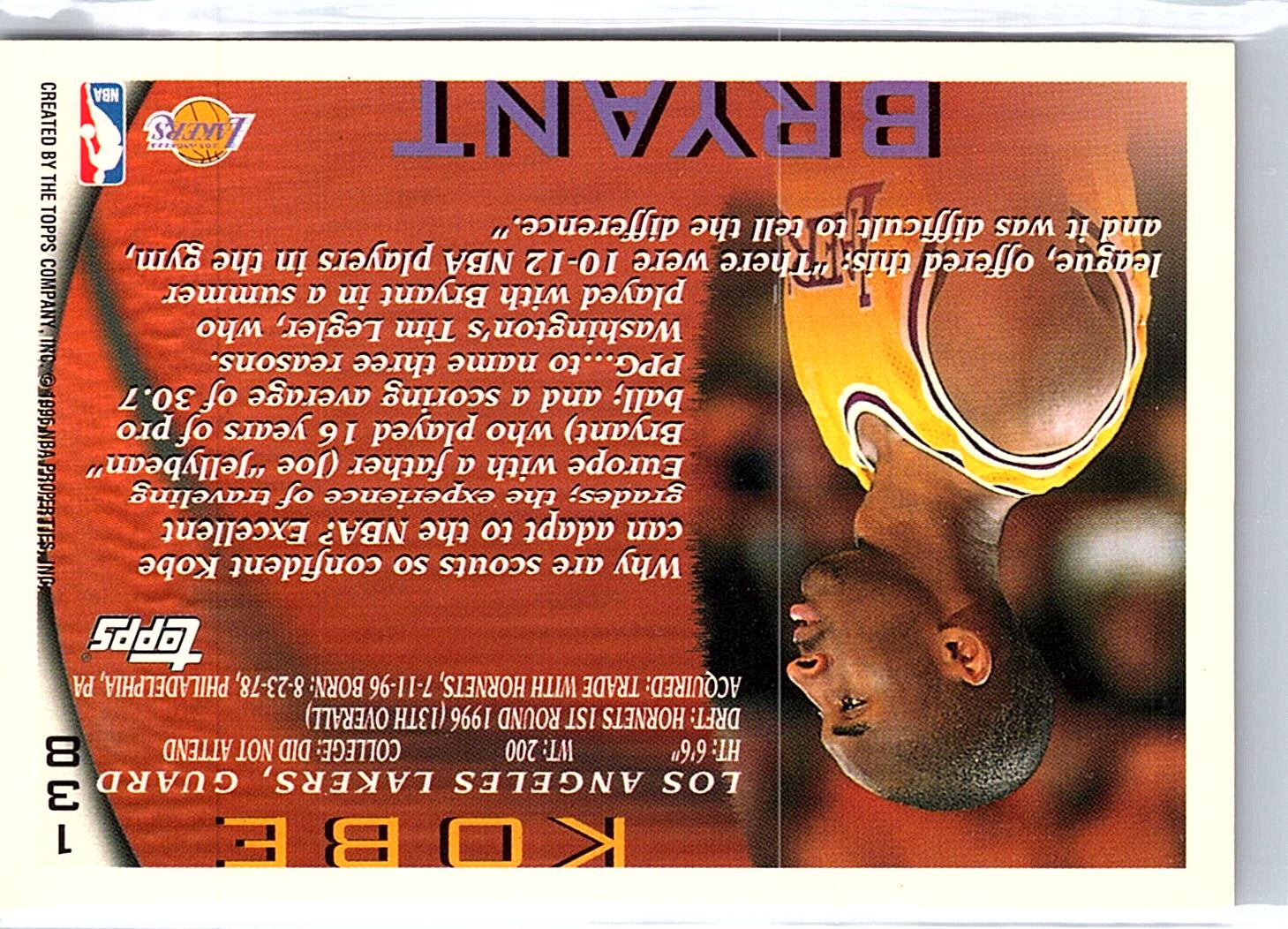 1996-97 Topps #138 Kobe Bryant
