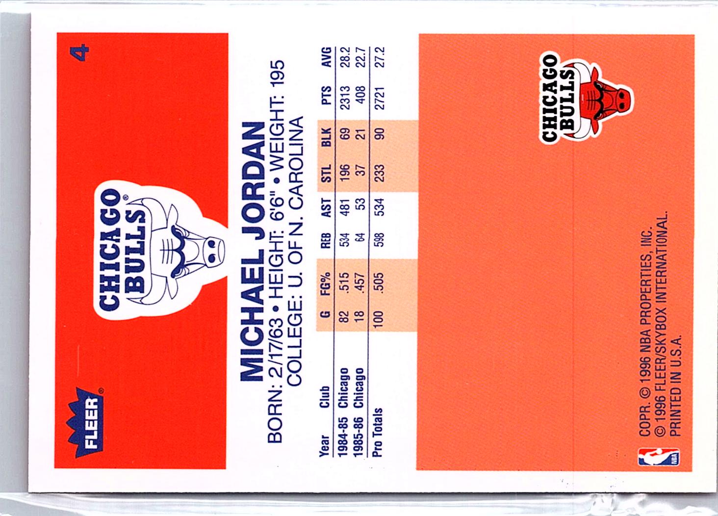 1996-97 Fleer #4 Michael Jordan Decade of Excellence