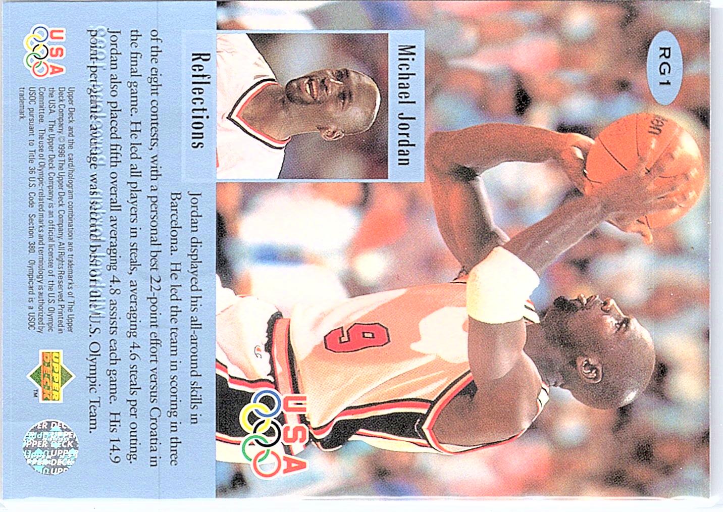1996 Upper Deck USA Olympicards #RG1 Michael Jordan Reflections of Gold
