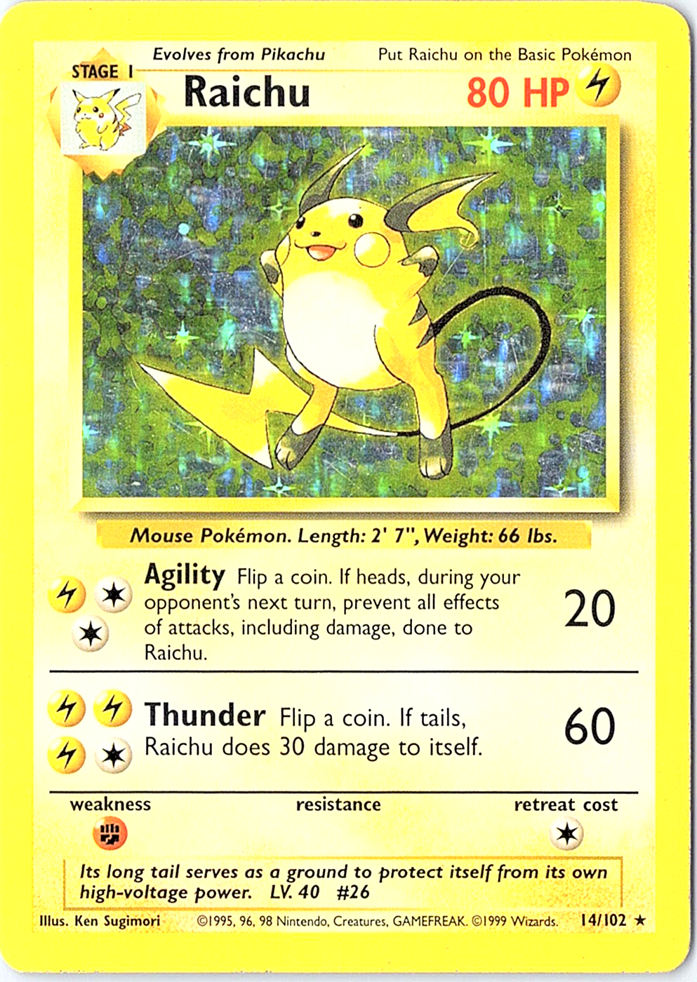 Raichu Holo Rare Base Set 014/102 MP