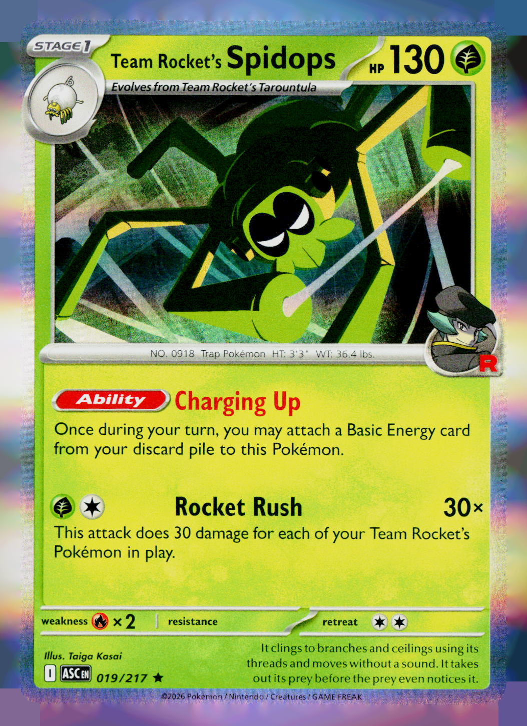 Team Rocket's Spidops ASC 019/217 Holo NM