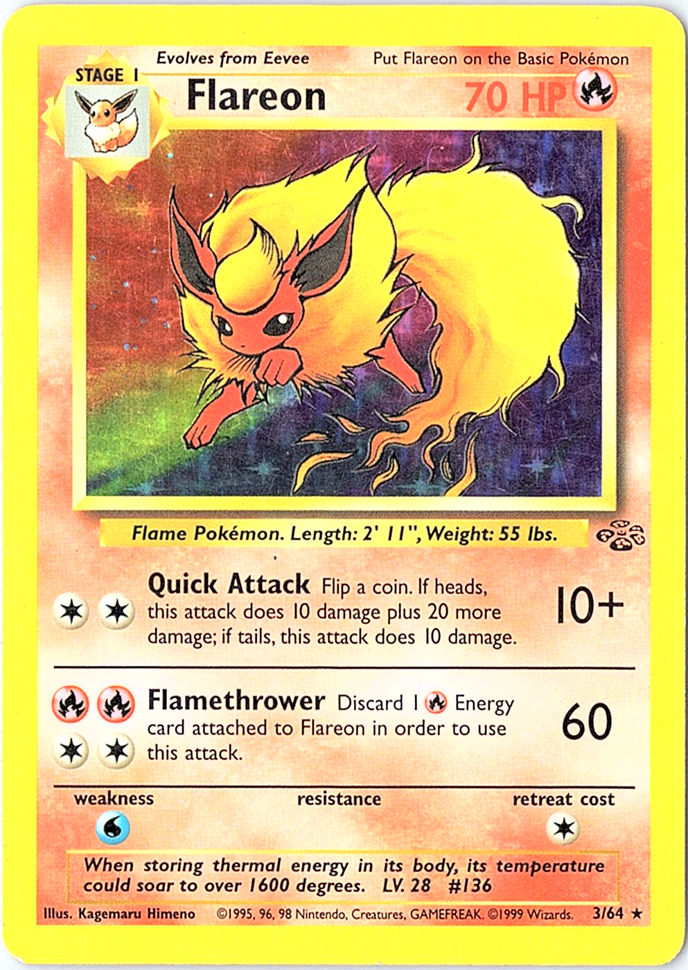 Flareon (3) Holo Rare Jungle 03/64 MP