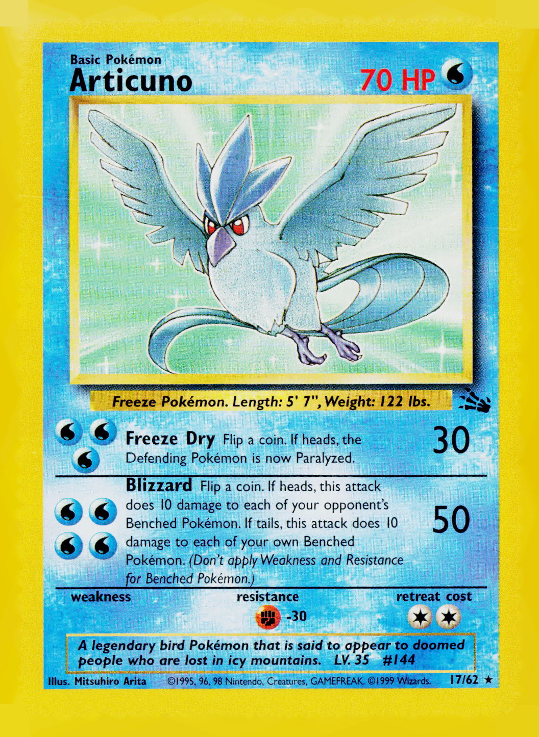 Articuno (17) Unlimited Fossil 17/62 LP