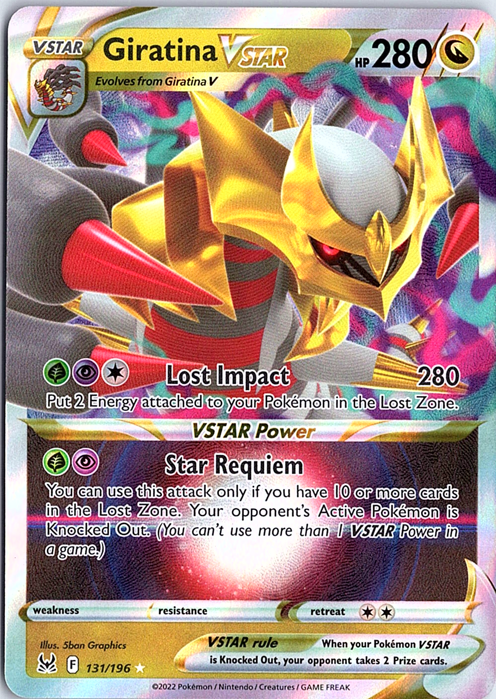 Giratina VSTAR Ultra Rare SWSH11: Lost Origin 131/196 NM