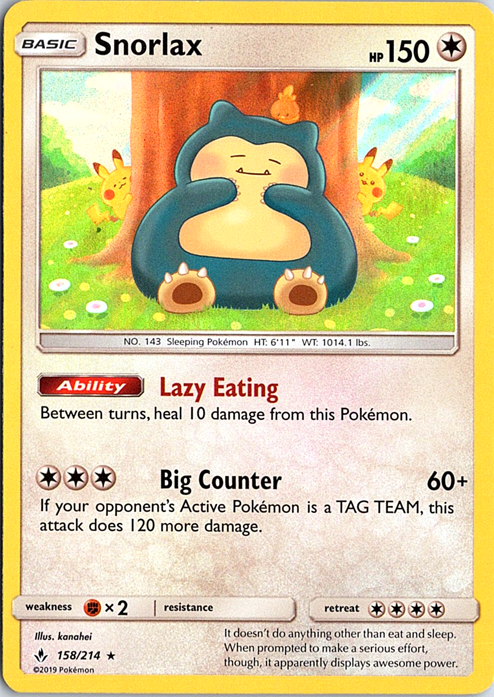 Snorlax Holo Rare SM - Unbroken Bonds 158/214 NM