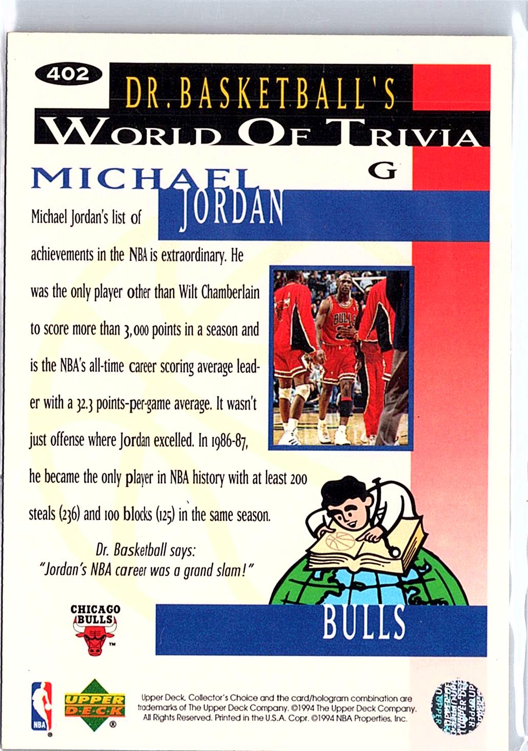 1994-95 Upper Deck #402 Michael Jordan Michael Jordan He's Back Reprints