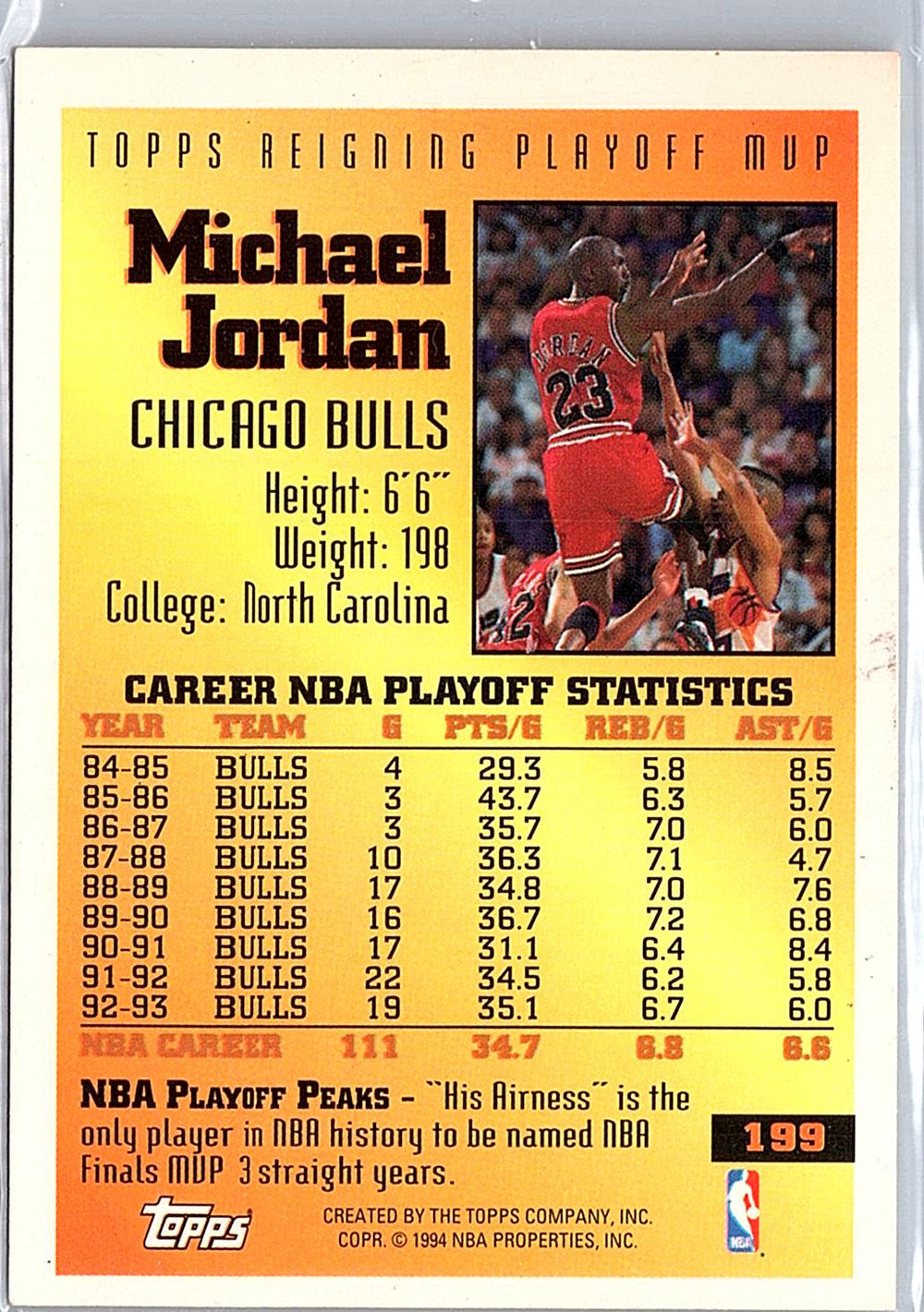 1993-94 Topps #199 Michael Jordan