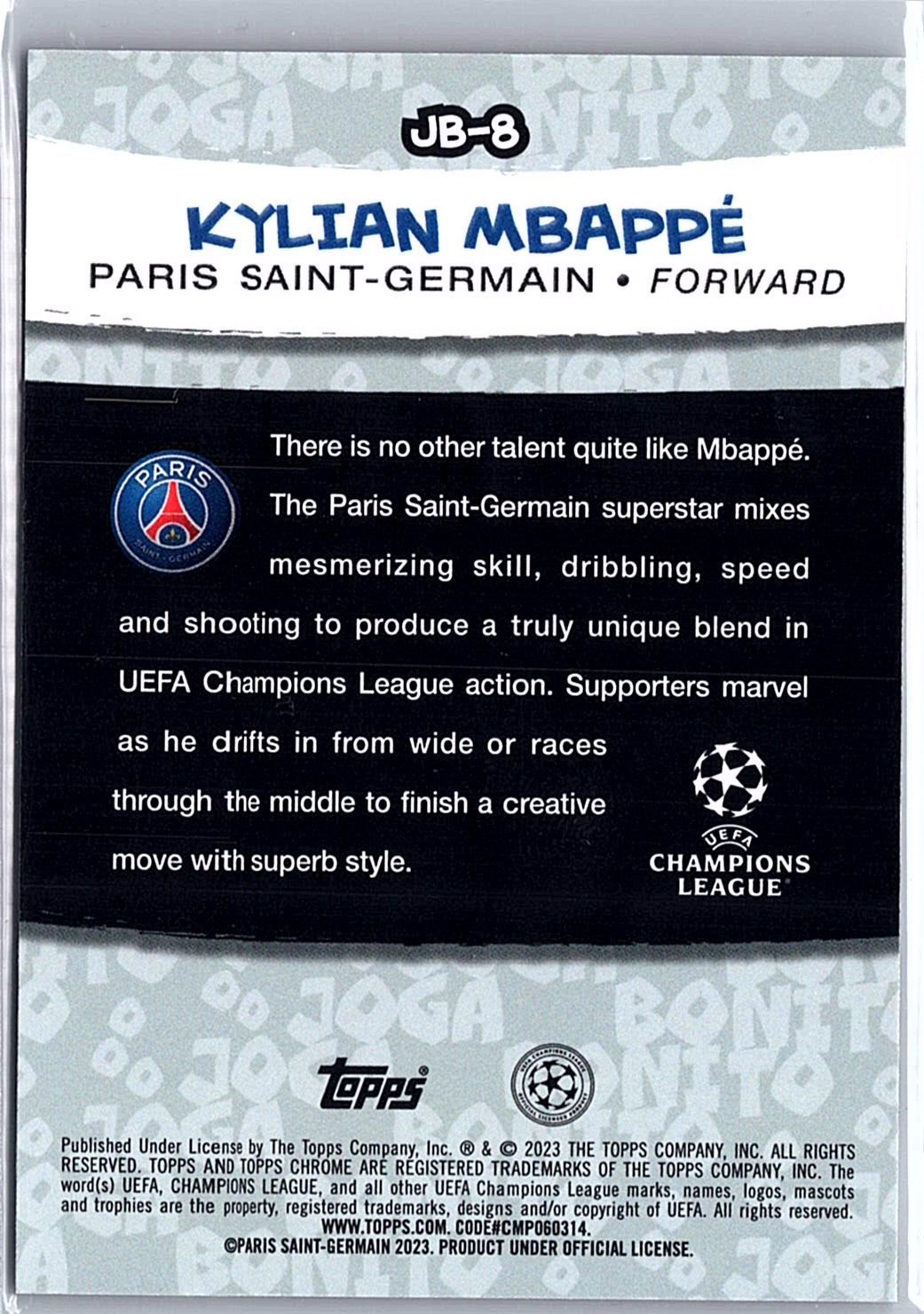 2022-23 Topps Chrome UEFA Club Competitions #JB-8 Kylian Mbappé Joga Bonito