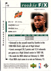Rashard Lewis SP Authentic 118 NM (Back)