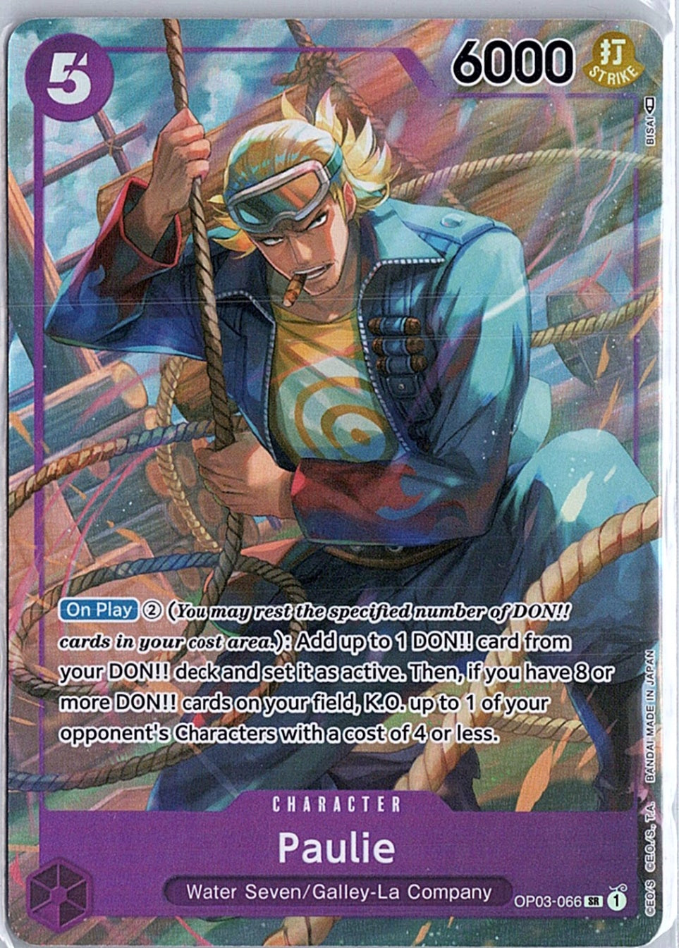 One Piece TCG Card PAULIE OP03-066 Parallel Alt Art English Alternate