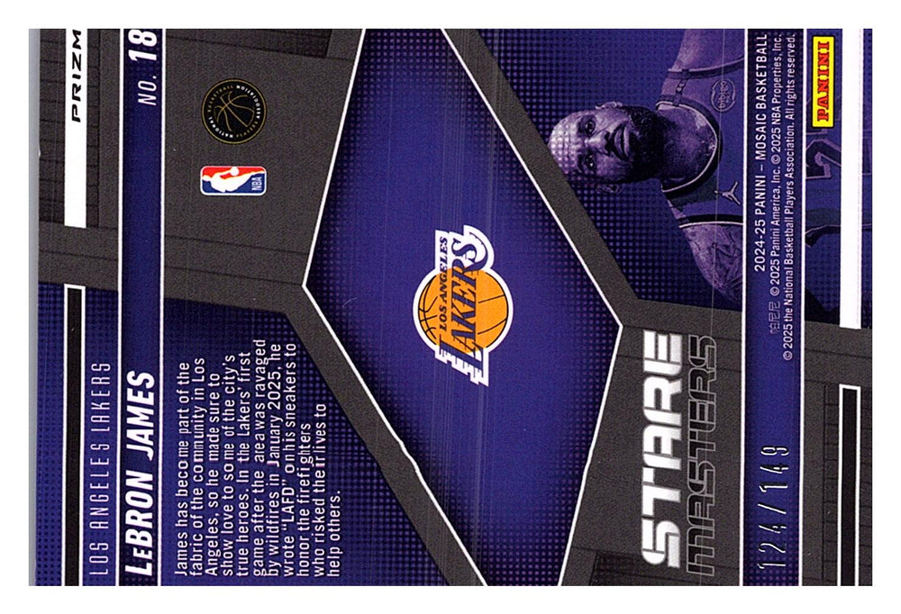 2024-25 Panini Mosaic #18 LeBron James Stare Masters Pink Mosaic #/149