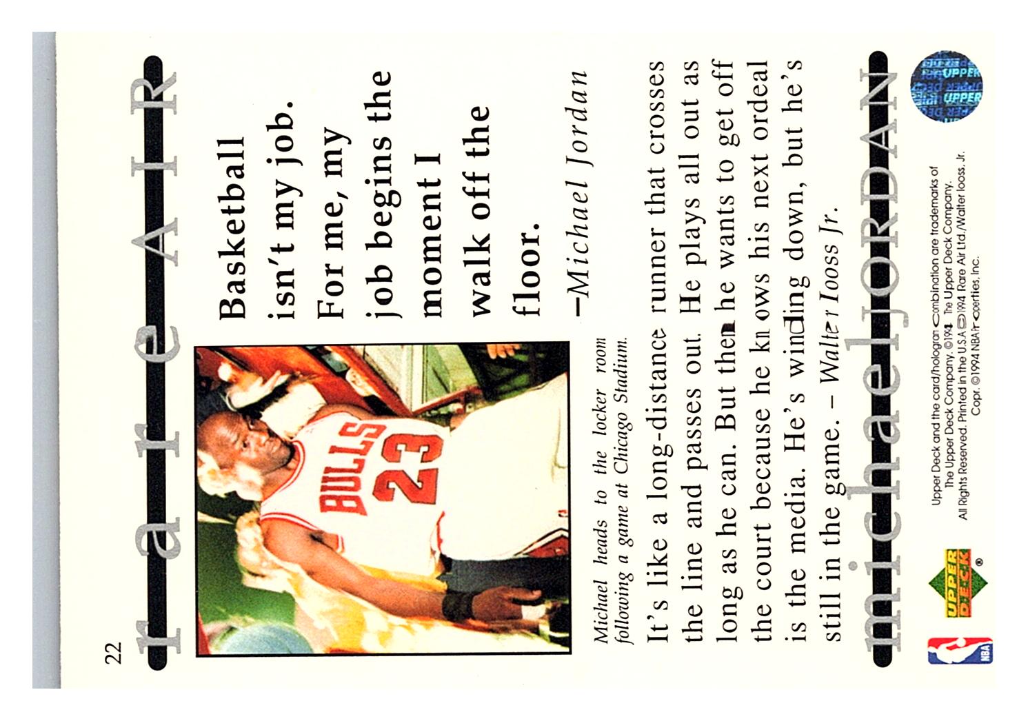1994 Upper Deck Jordan Rare Air #22 Michael Jordan