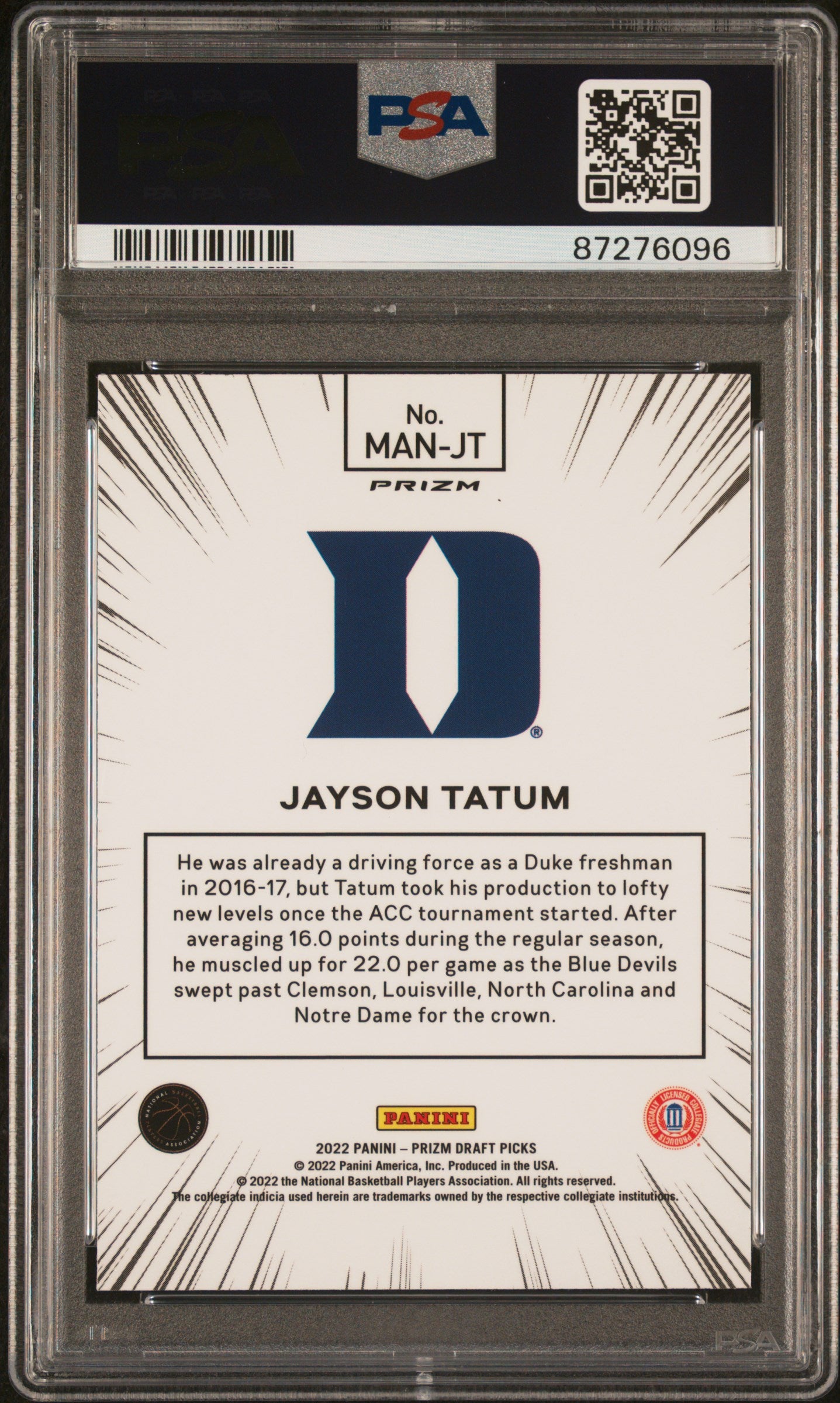 2022-23 Panini Prizm Draft Picks Manga #MANJT Jayson Tatum Manga PSA 9