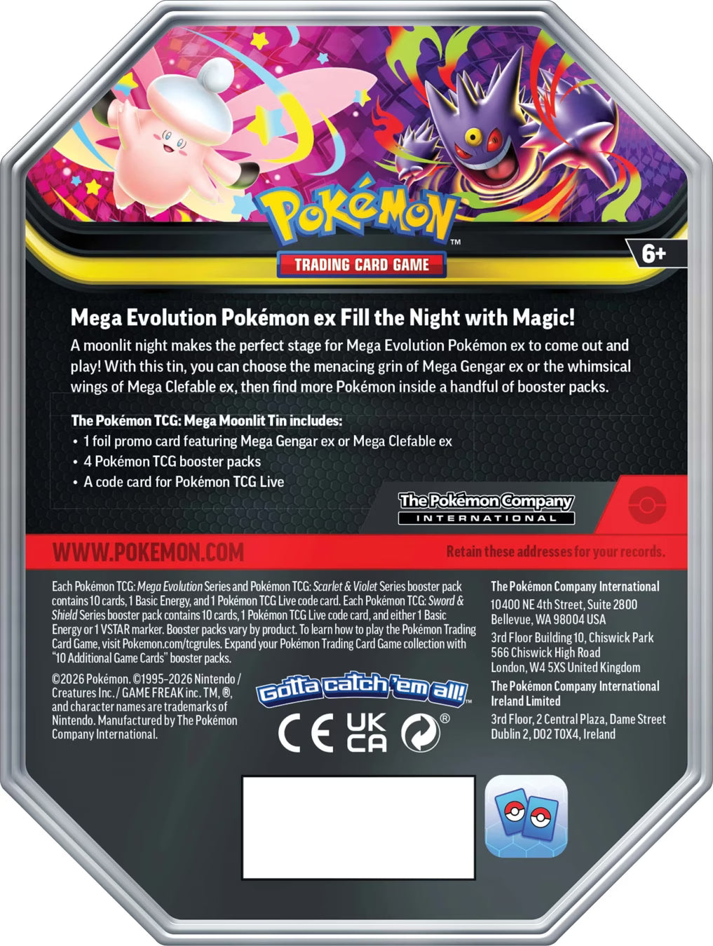 Pokemon Trading Card Game: Mega Moonlit Tin - Assorted